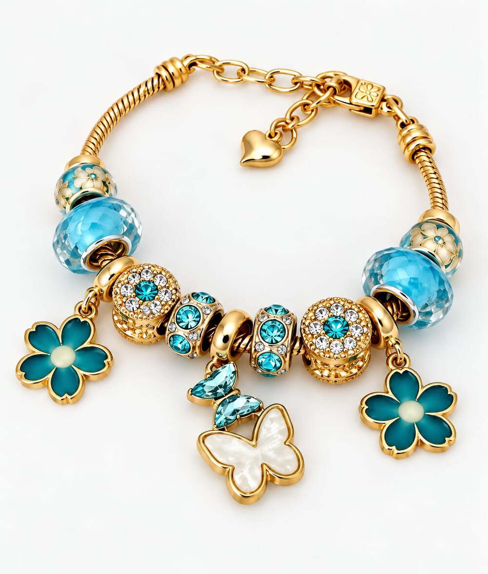 Crystal Charm Bracelet — with Blue and White Accents